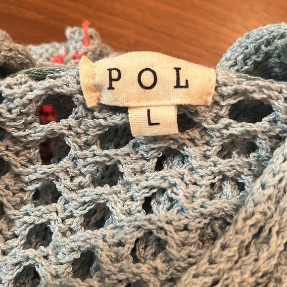 POL Women's V-Neck Sweater with Hood - Gray and Multicolor - Picture 5 of 6